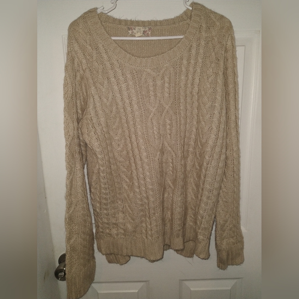 Pink Rose Tan XLarge Knit Sweater